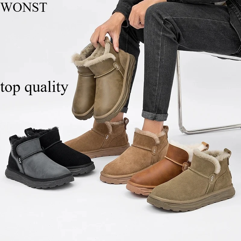 

CE 2025 Winter Warm Boots - Women's Snow Boots, Men's Short Boots, Sheepskin and Wool Cut, Low Warm Leather Shoes regalo mujer