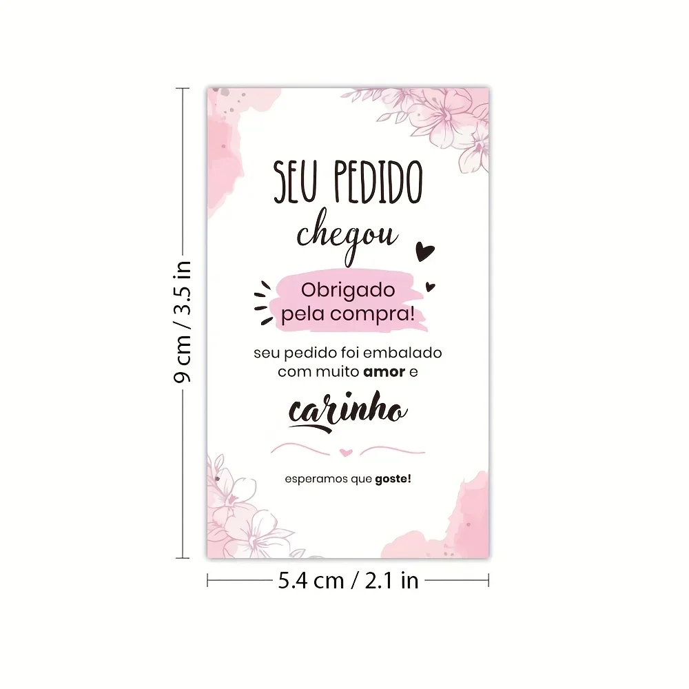 50/100pcs Portuguese Order Thank-you Card, Online Sales Thank-you Card, Used for Online Stores, Personal Stores, Etc