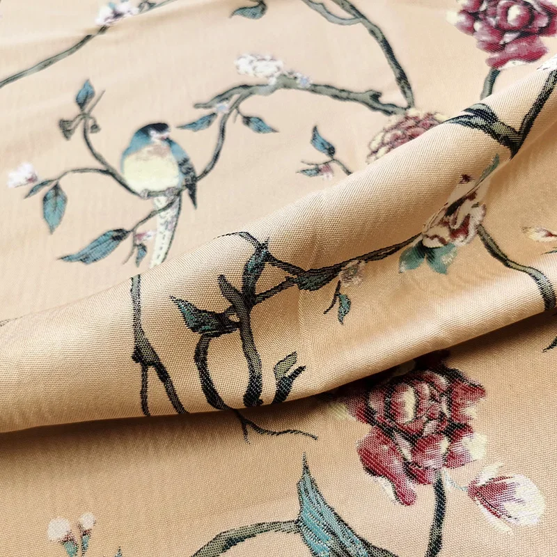 Yarn Dyed Brocade Jacquard Fabric Flower Bird Dress Trench Coat Brand Fashion Design Sewing Wholesale Material Cloth by Meter