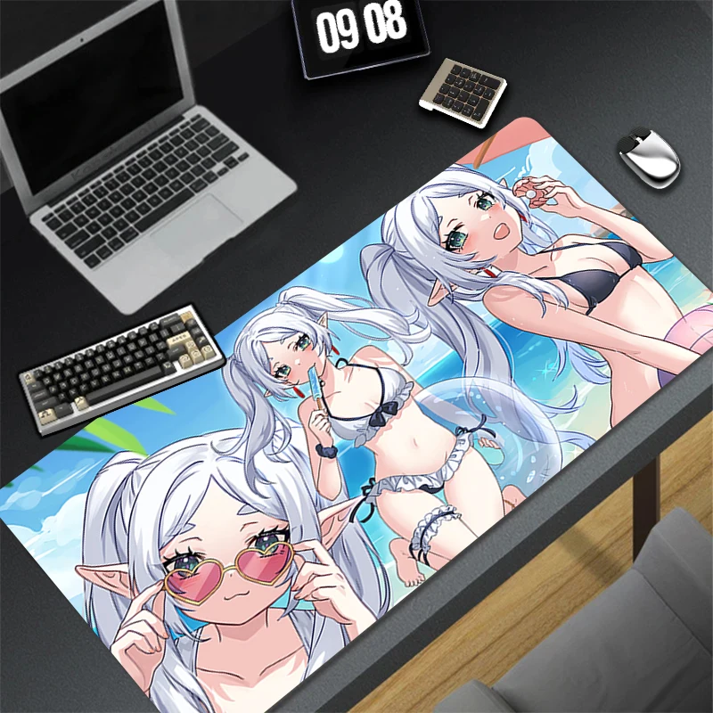 Computer Gaming Accessories Mousepad Office Mouse Pad Keyboard Pad Desk Decoracion F-frieren Beyond Journey End Anime Desk Mat