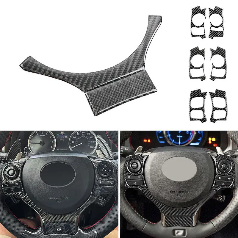 For Lexus IS250 NX200 200t 300h 2013-2020 Car Carbon Fiber Interior Steering Wheel Buttons Trim Cover Decorative Accessories