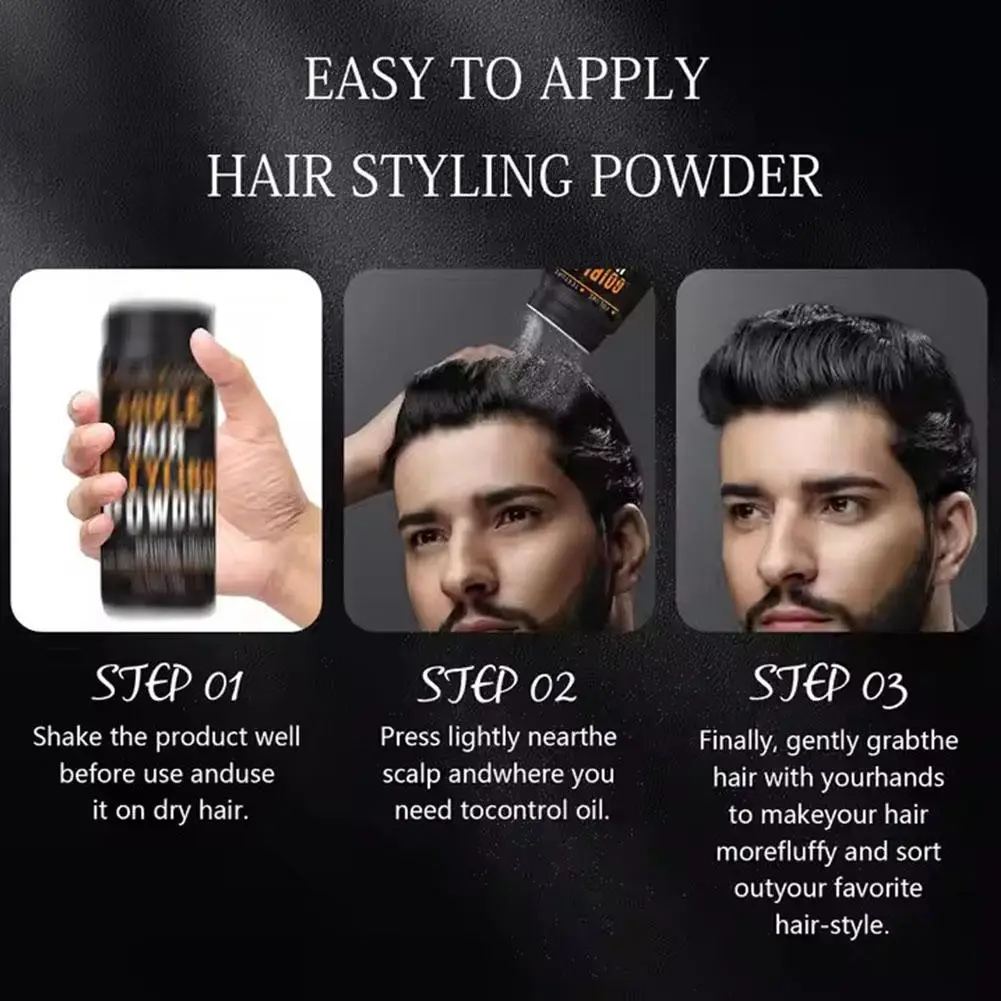 Pó de estilo de cabelo masculino com aparência natural, aumenta o volume, estilo de cabelo unissex, sem gordura, textura de longa duração, spray de pós