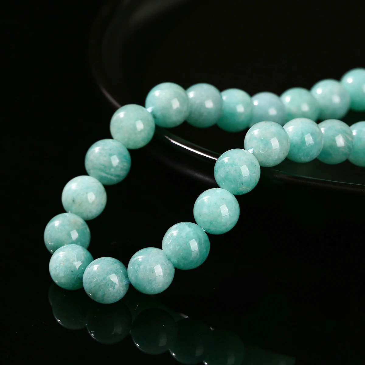 Echte natürliche blau-grüne Amazonit-Perlen, rund, lose Spacer-Edelsteinperle für Schmuckherstellung, DIY-Armband, Halskette, Zubehör – Detail 5