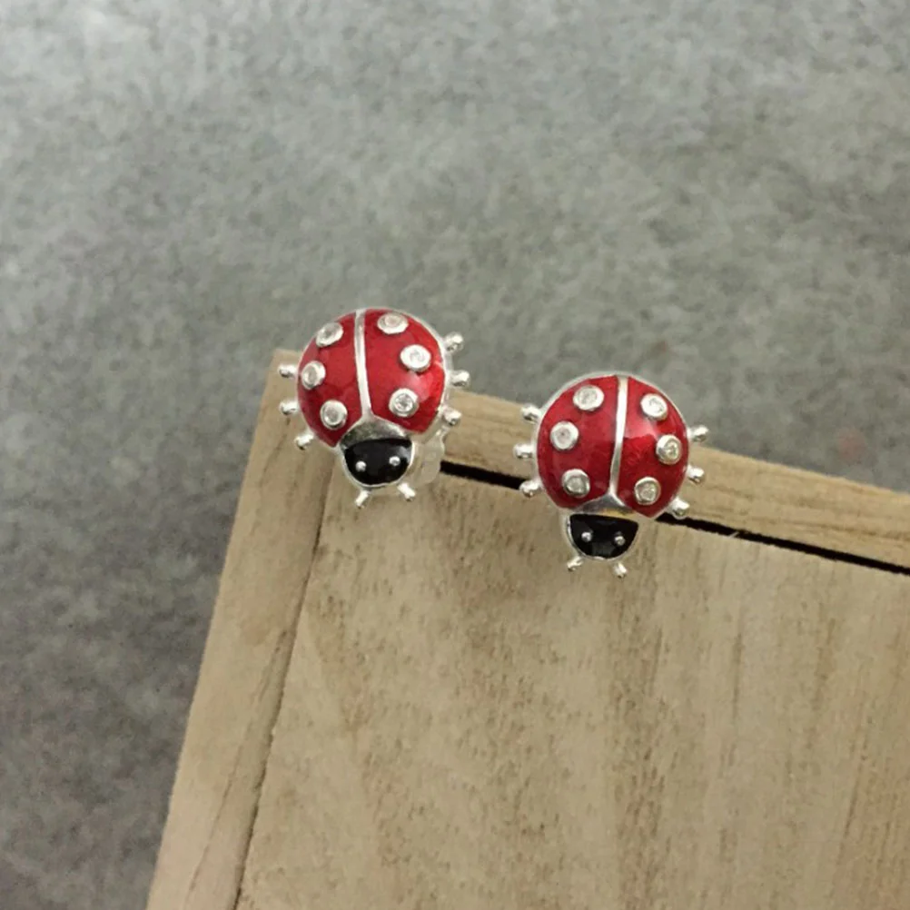 Ear Jewelry For Women Red Earrings Fashion Statement Small Studs Ladybug Unique