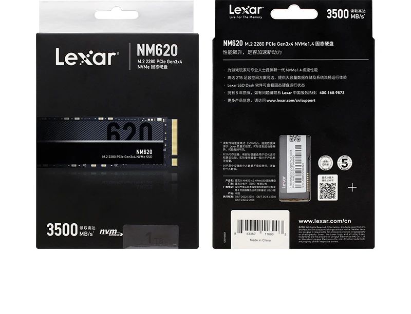 Lexar Interne Solid-State-Drive NM620 1 TB 512 GB 256 GB Lesegeschwindigkeit bis zu 3300 MB/s SSD NVMe M.2 SSD-Speicher für Computer – Detail 11
