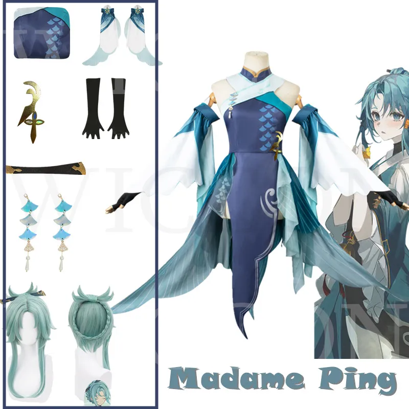 Anime Genshin Impact Madame Ping Game Suit Elegante Jurk Cosplay Kostuum Halloween Party Activity Party Party Rollenspel Outfit Vrouwen