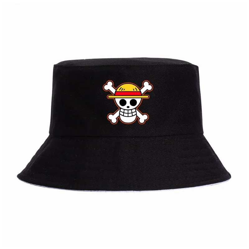 One Piece Bucket Hat Cartoon Anime Fishermen Caps Men Women Panama Hat Summer Foldable Outdoor Casual Sun Caps Sunscreen Hats