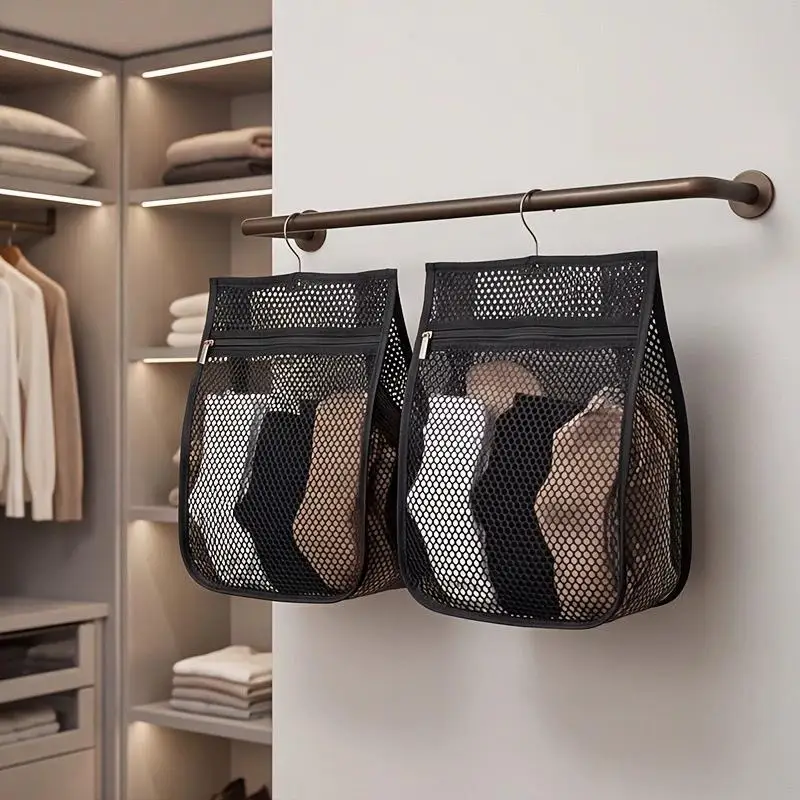 Clothespins Storage Bag Foldable Compact Hanging Mesh Organizer Portable Clothes Peg Holder for Camping Laundry Use
