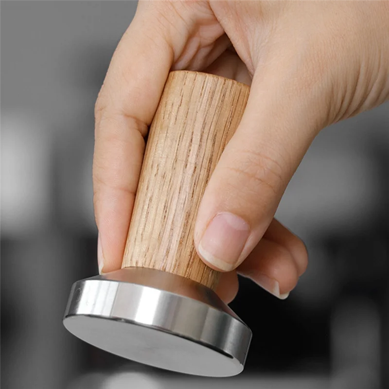 A006-Coffee Tamper Espresso Stamp: Tamper de café Cabo de madeira real, Tamper de café expresso inclui almofada de silicone