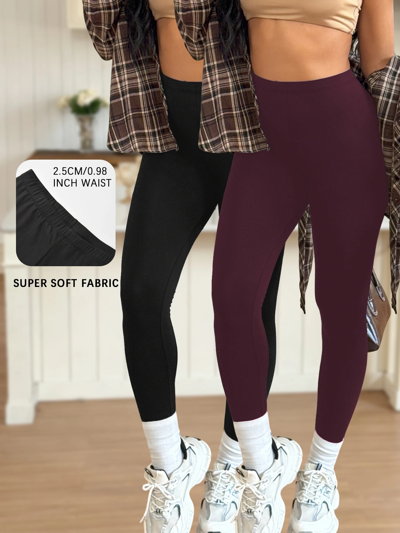 

2 пары женских леггинсов с низкой посадкой для тренировок — супермягкие, высокоэластичные колготки для йоги, бега, тренировок и повседневной жизни