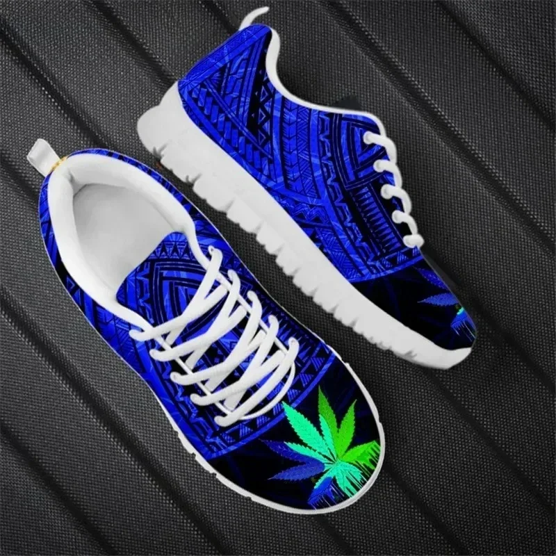 

Женские повседневные туфли Jamaica Weed с винтажным этническим узором, удобные сетчатые кроссовки на шнуровке для женщин.