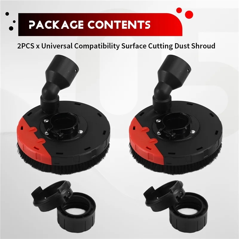 

ABJO-2PCS Universal Surface Cutting Dust Shroud For 100-115 Angle Grinder Built-In Tight Bristles Dust Collector