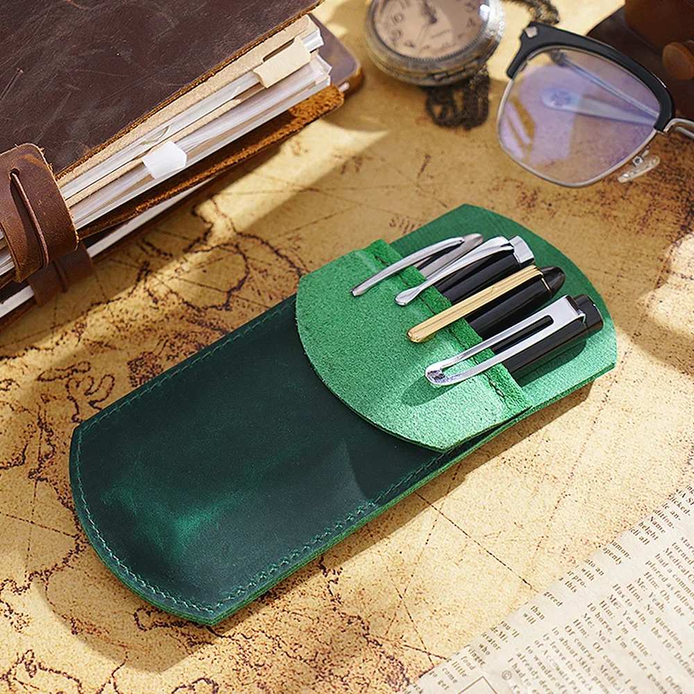 New Arrivals Genuine Leather Pencil Case Handmade Creative Pen Bag Storage Pouch Vintage School Students Stationary Products