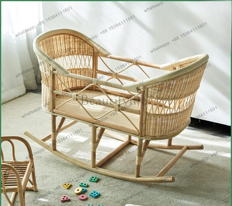 Elevated cradle bed protection Nordic rattan bed is fashionable and simple