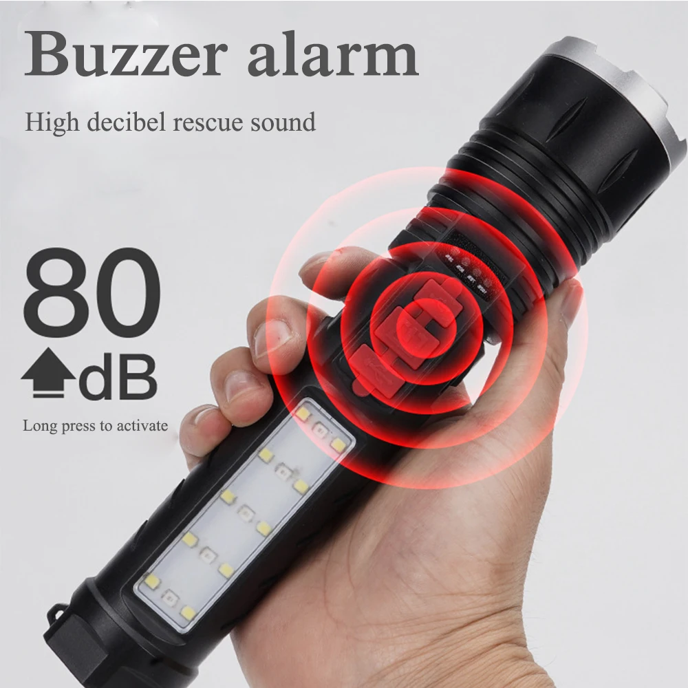 High Lumen XHP50 LED Flashlight Type-C USB Rechargeable Flashlights Waterproof Torch Telescopic Zoom Flashlight SOS Flashlight