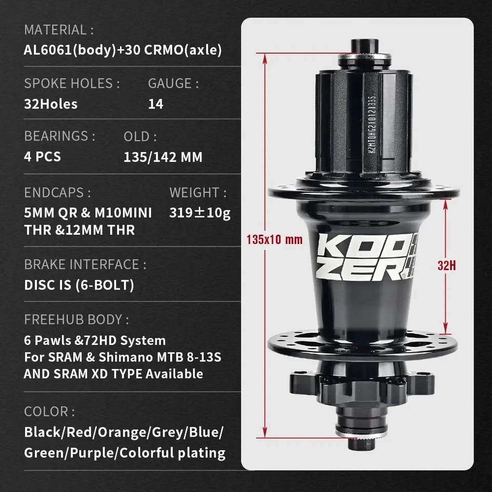 KOOZER XM490Pro ハブセット、QR Sd1b10b8b7b3d451a8904eab41bc5a
