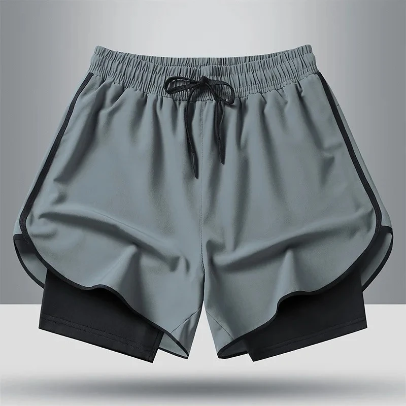 Men's 2-in-1 Running Shorts Quick Dry Breathable Built-in Lining Polyester for Jogging Marathon Workout