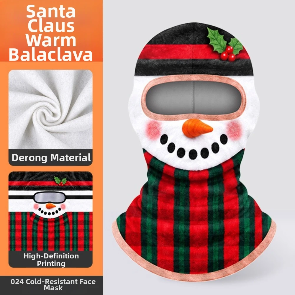 Prank 3D Printed Funny Face Balaclava Thermal Santa Claus Full Face Hood Windproof Warm Face Cover Cosplay