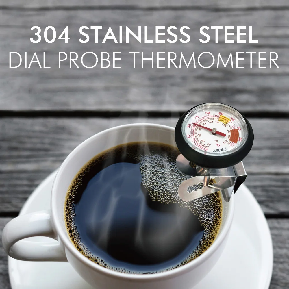 Bi-Therm Dial Probe Thermometer Stainless Steel 0-100 °C Instant Read Cooking Kitchen Thermometre for Coffee Drip Kettle Milk