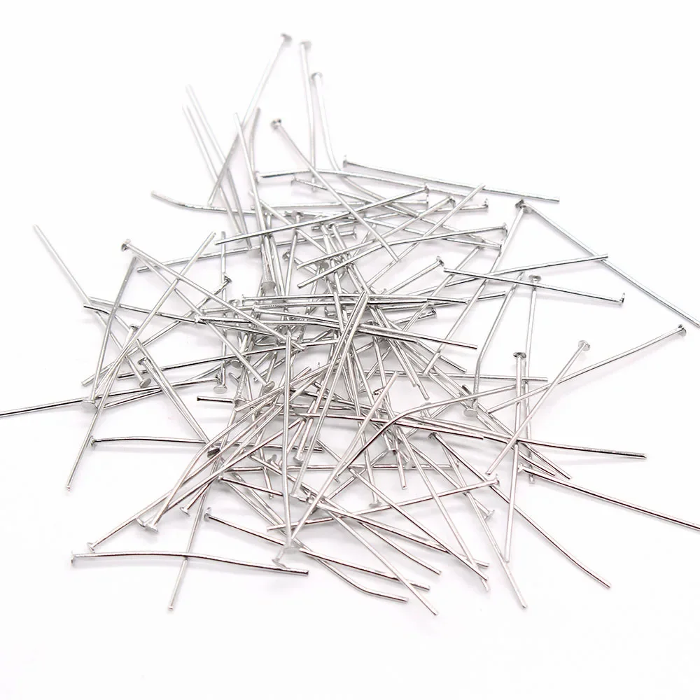 50Pcs New Metal 0.8*28mm Eye Flat T Head Pins Headpins For Jewelry Findings Making Bead DIY Supplies