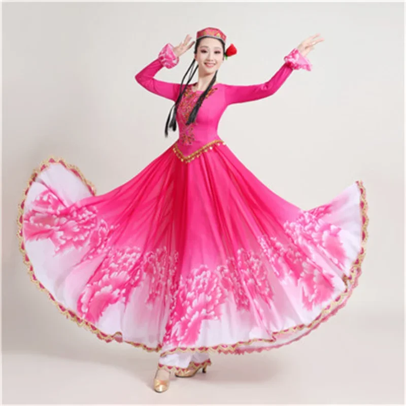 Xinjiang costume adult opening dance big swing skirt Uyghur dance performance ethnic modern women 3-piece set