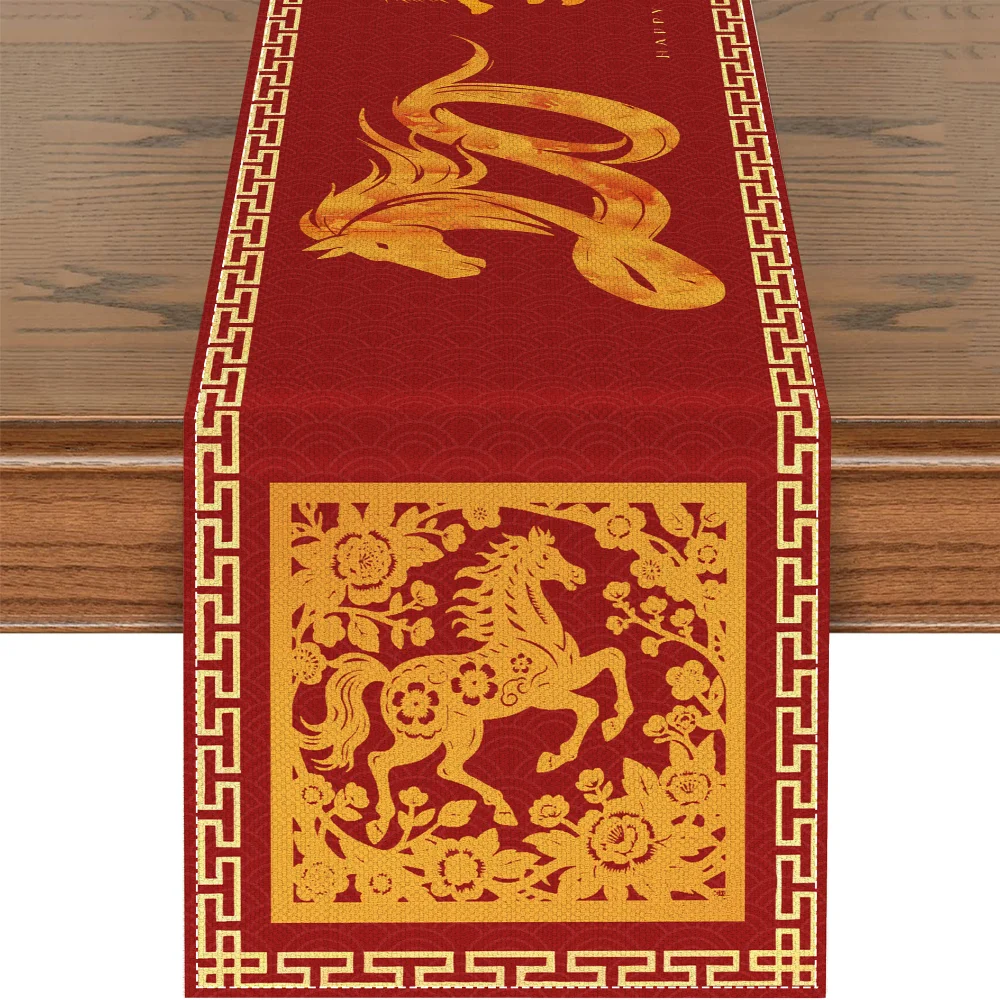 

Fashion Chinese New Year Table Runner Wine Glass New Year New Year Table Flag Cover Merry New Year Decorations New Year Party