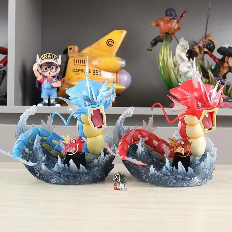 

New Anime Figures Gyarados And Magikarp Red Blue Pvc Action Figures Trendy Toys Desktop Decor Cartoon Surprise Gifts For Fans