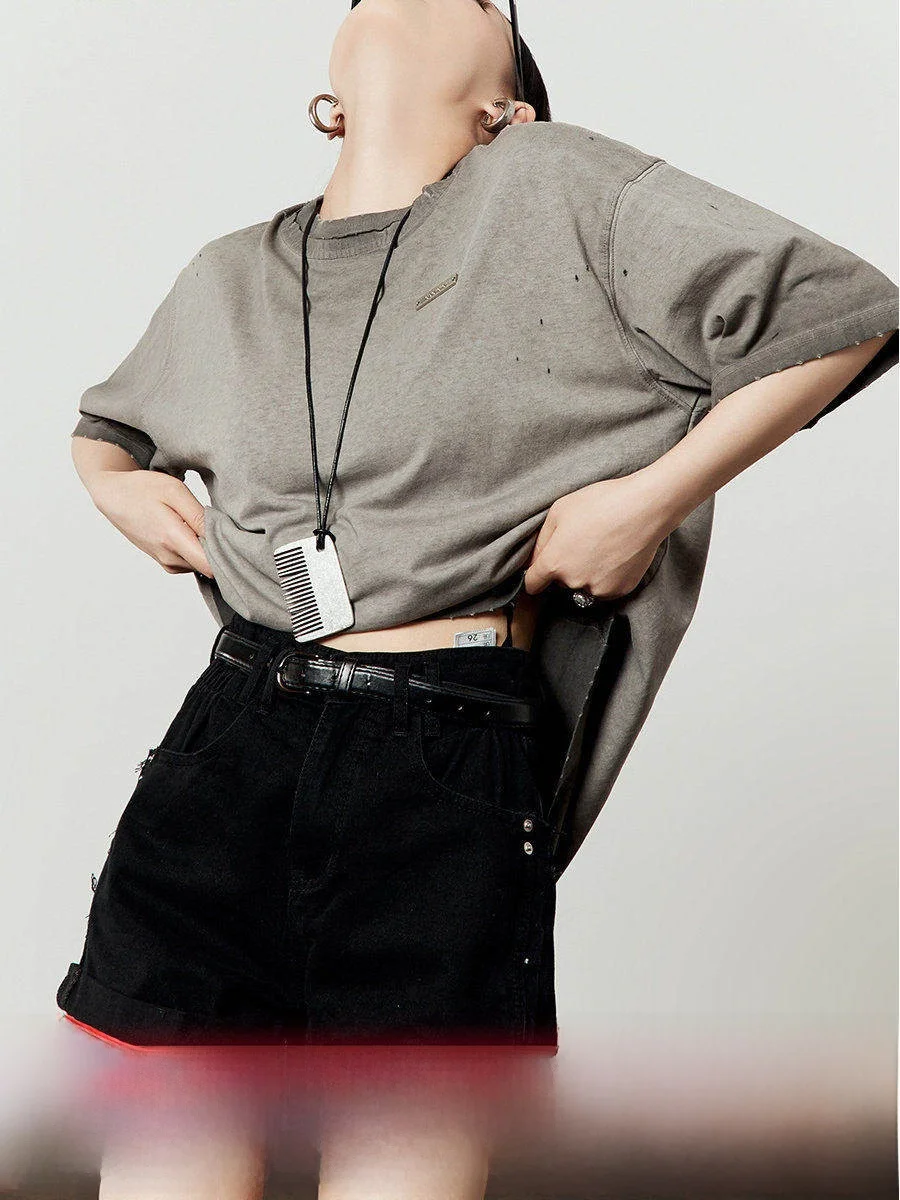 

Женская футболка в стиле ретро, свободного кроя, с круглым вырезом, коротким рукавом, хлопковая, впитывающая пот, для повседневной носки, летний топ