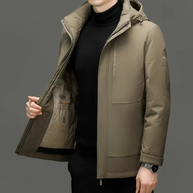 COZOK-Casaco de Luxo Masculino com Forro Removível e Cap, Roupas de Designer, Duck Padding, Man Jackets, Casaco de Inverno Quente