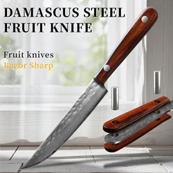 Forged Damascus Steel Fruit Knife Sharp Fruit Potato Peeling Knife Solid Wood Handle Cutter Cooking Kitchen tool