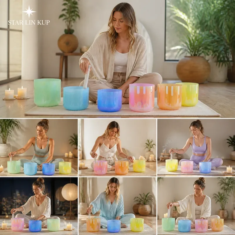 STAR LIN KUP 432Hz Cosmic Light Clear Crystal Singing Bowl Alchemy Sound Healing Meditation Chakra Balance with Bag
