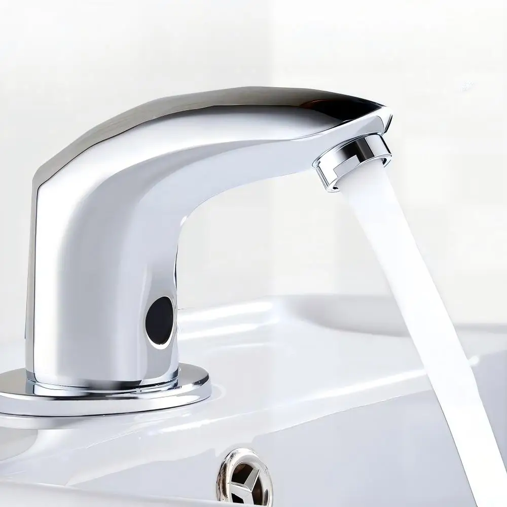Automatic Hands‑Free Infrared Induction Faucet Brass Cold Water Tap for Bathroom Basin Commercial Household Use