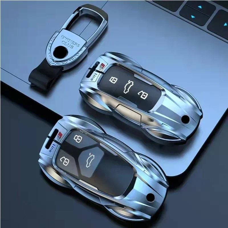 Zinc alloy car key holder suitable for Audi A6, A4, A3, Q2, Q3, Q5, Q7, A7, A8 car key case accessories, equipped with premium m