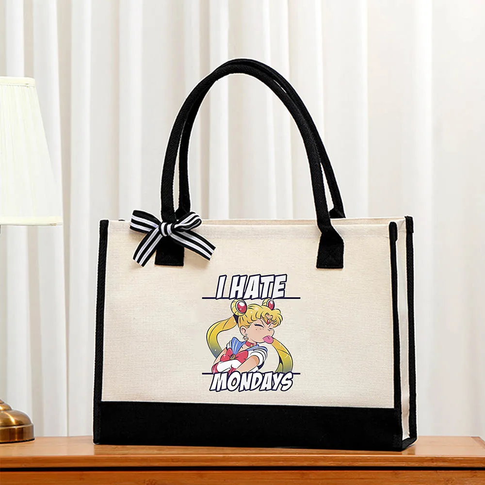 Sailors Moons Tote Bag Kawaii Cartoon Large Capacity Handbag Fashion New Storage Bag Cute Anime Shoulder Underarm Bag Girl Gifts