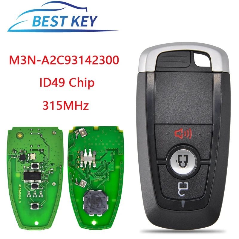 

BEST KEY Remote Car Key For Ford Edge Fusion Ecosport Explorer Ranger Escape 2017-2021 M3N-A2C93142300 ID49 315MHz Keyless Card