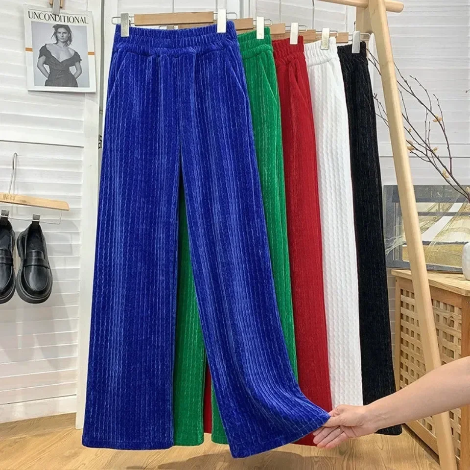 

PopPopHigh-waisted Slimming Straight-leg Pants Casual Bell Bottoms Women's Autumn Collection Draped Silk Velvet Pants