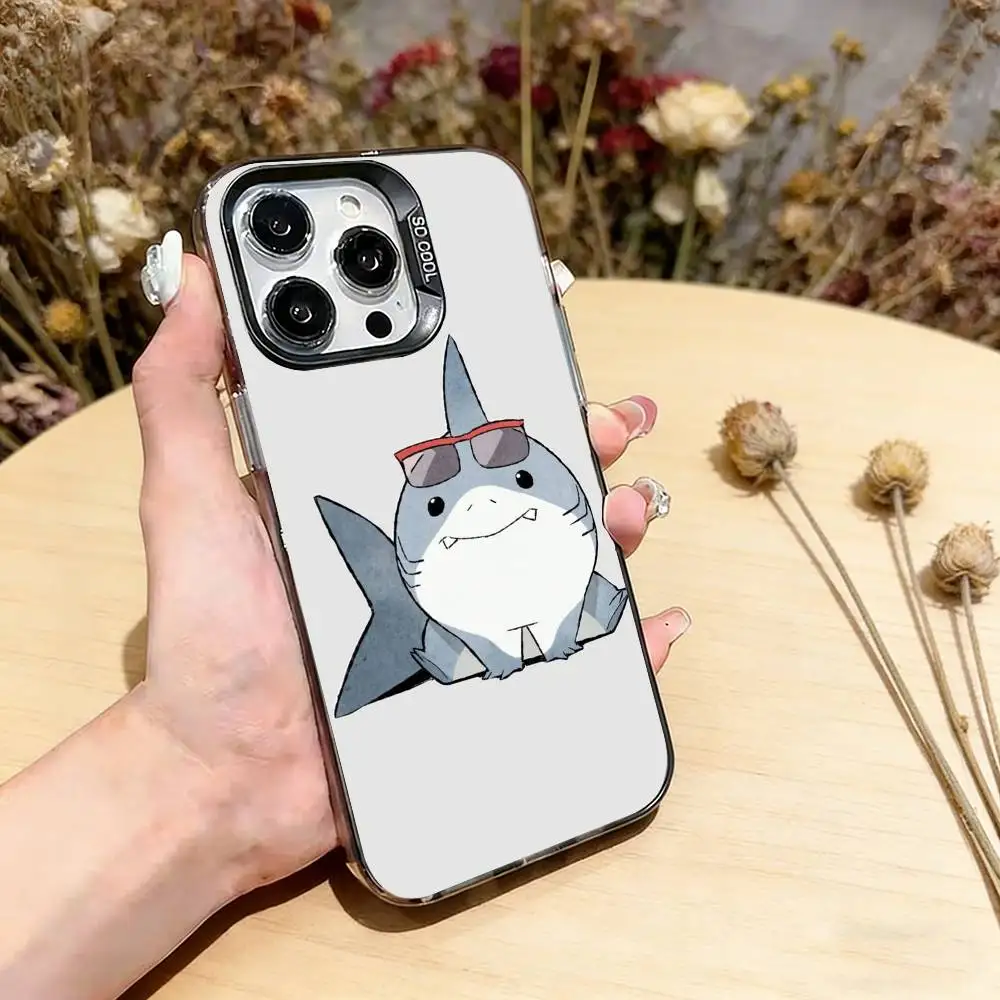 Shark Cute Phone Case For iPhone 17,16,15,14,13,12,11 Plus,Pro Max,XS,Colorful Silver Phone case Funda Cover