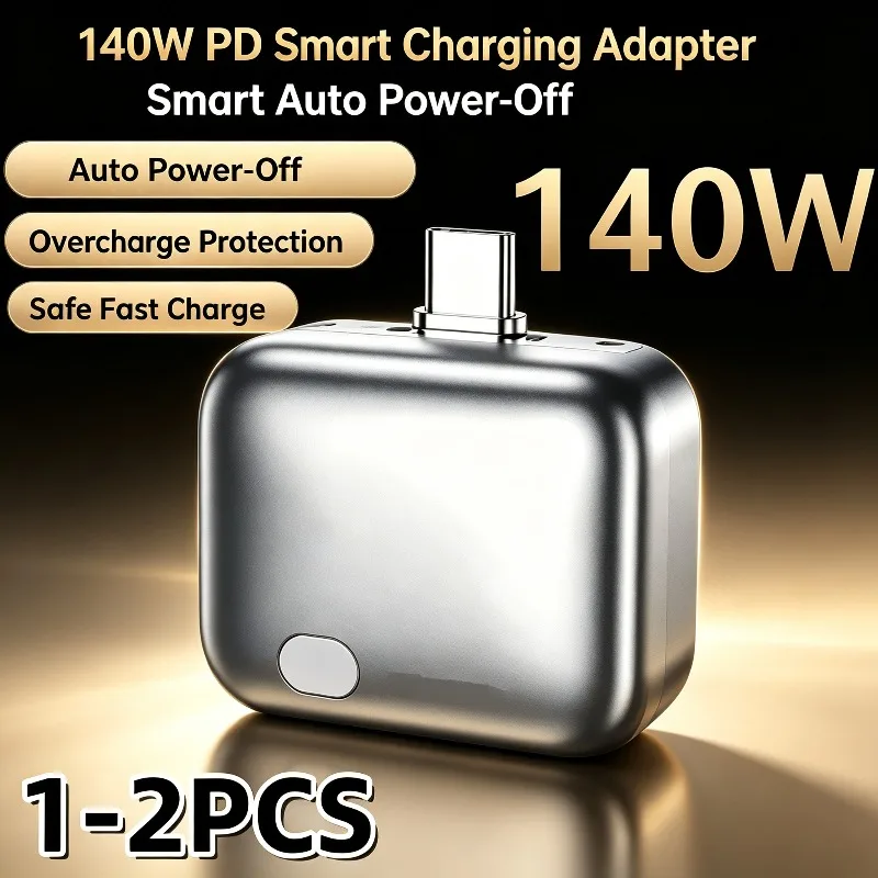 Type‑C 140W PD Fast Charging Adapter Smart Fully Charged Auto Disconnect Over‑Voltage Overcharge Safety Protection Charger
