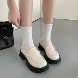 Womens Loafers Shoes Female Footwear British Style Clogs Platform Oxfords Casual Sneaker Square Toe Slip-on Dress Preppy Creeper