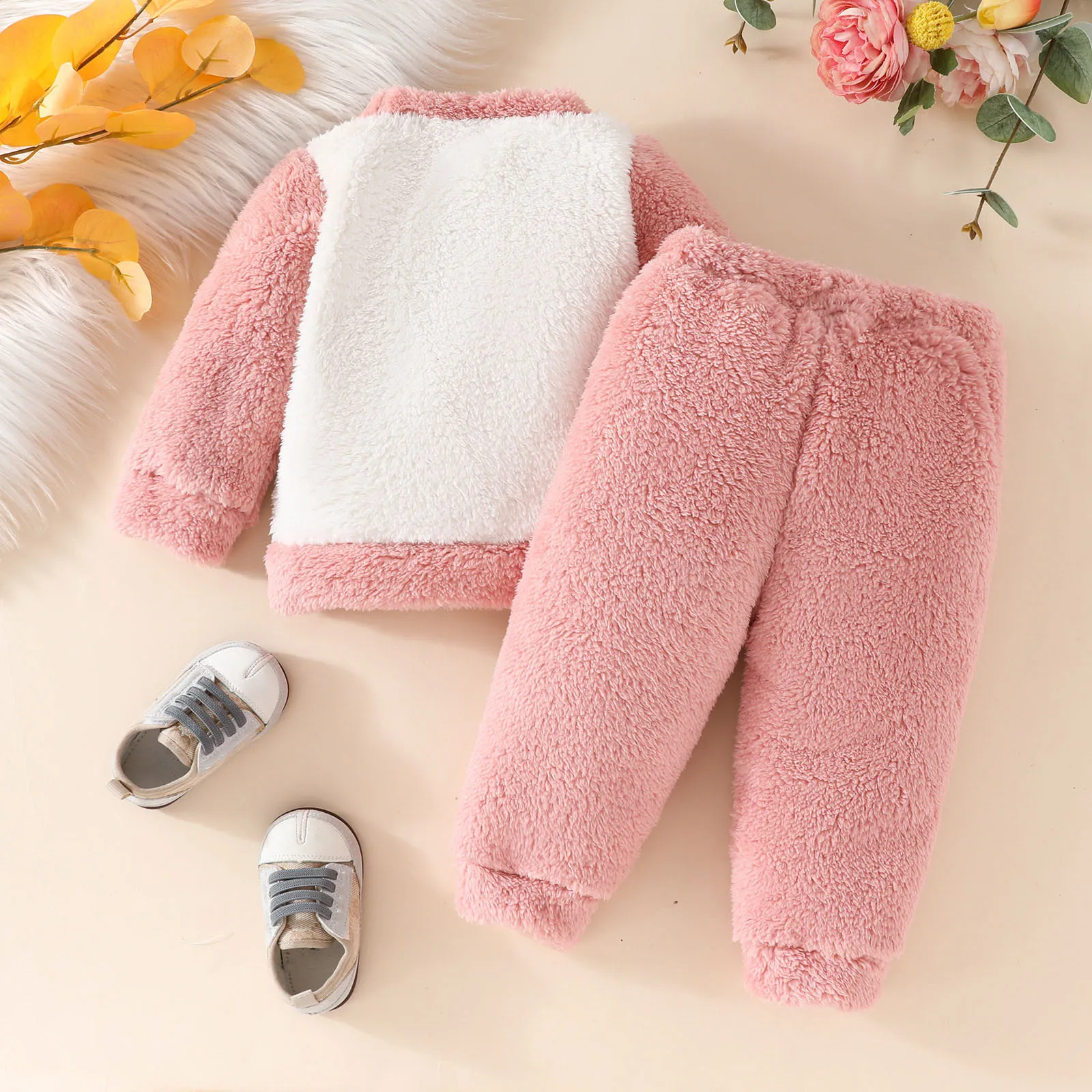 Toddler Baby Girls Winter Clothes Sets Warm Fleece Cartoon Embroider Long Sleeve Sweatshirts Pants 2Pcs Outfits 12M,18M,24M,3Y