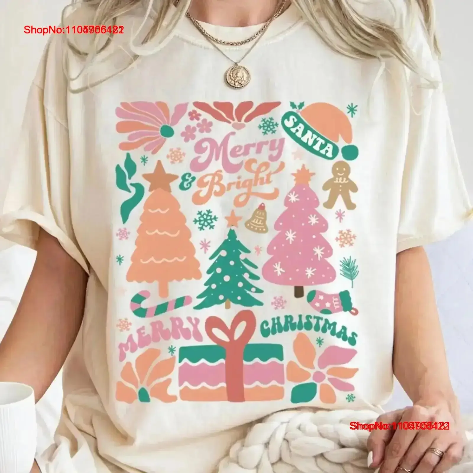Merry and Bright T Shirt Christmas SweaT s Family Xmas Matching vintage Washed Stylish homme Soft Top For Everyday Wear