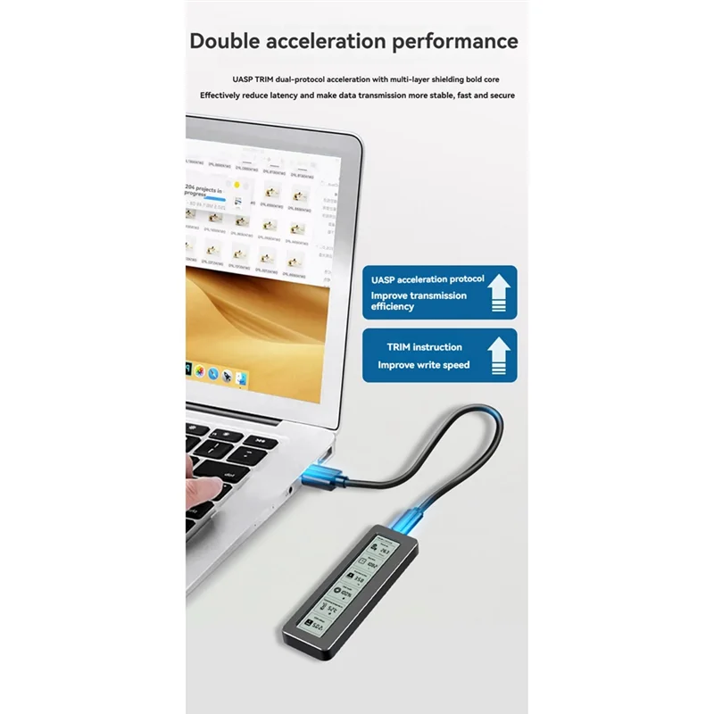 Nuovo! !M2 Custodia Nvme USB 3.2 Gen2 10Gbps Pcie SSD Box Custodia M.2 Nvme SSD Monitoraggio digitale intelligente della salute Custodia SSD M.2