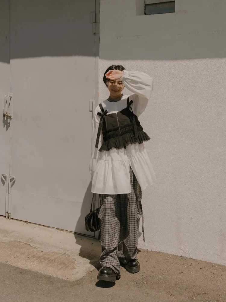 

Queenop Autumn Winter New Women's Me Splicing Zipper Vest Multi-layer Sweet Sle Cotton Polyester ort Length