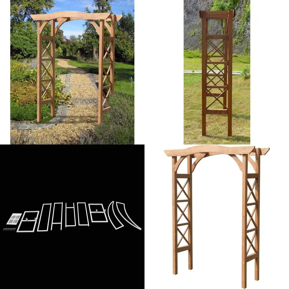 

Rectangular Wooden Garden Arbor with Traditional Lattice Design - Brown, 60 Inches Wide by 79.53 Inches High