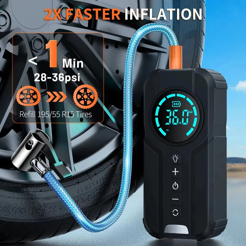 

Комбинированный воздушный компрессор 150PSI и акварийный запуск Power Bank 2000A для автомобильного освещения, оборудование для запуска аккумулятора B