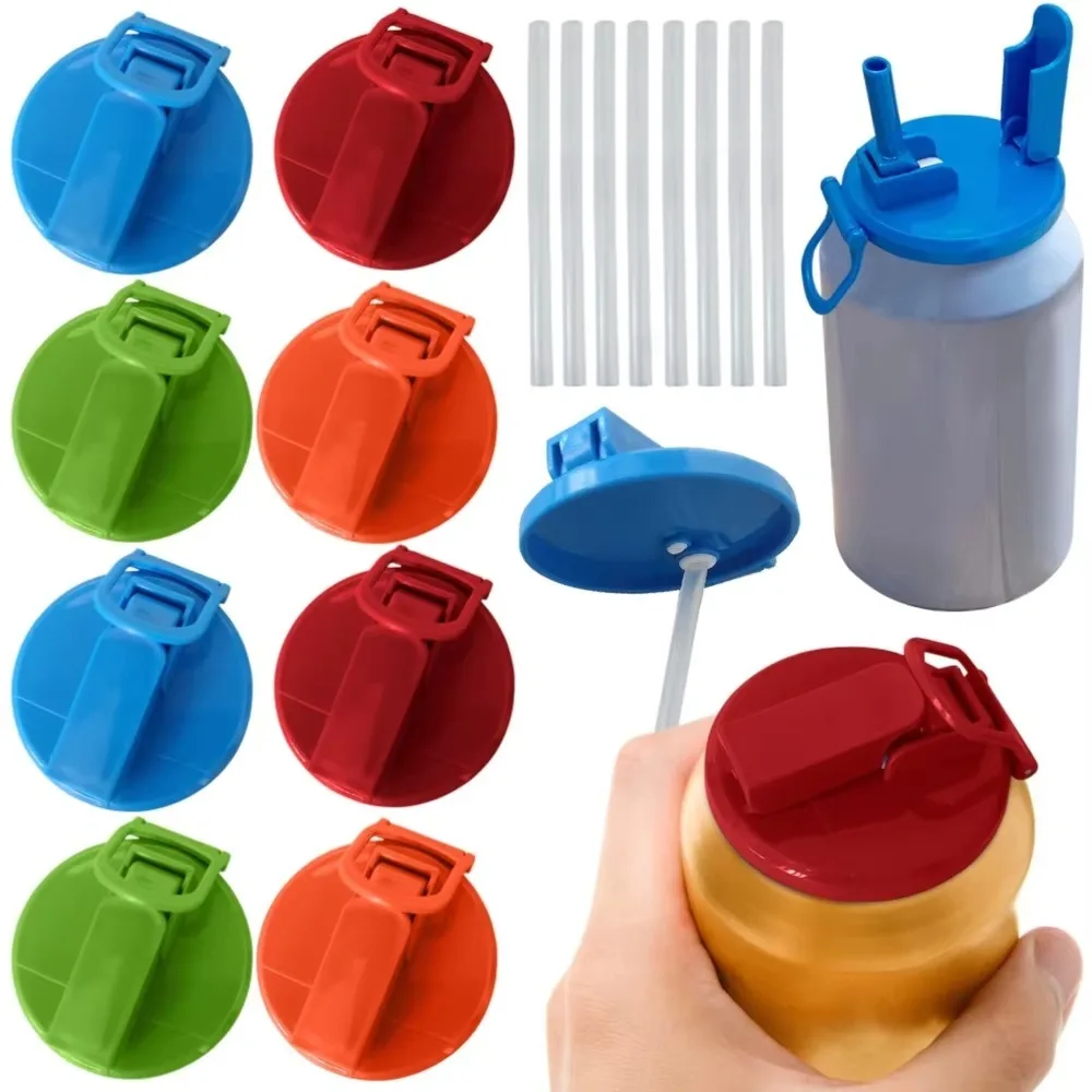 

Portable Plastic Soda Can Lids Replacement Cup Lid Straws Soda ​Can Covers Beer Splash Proof Bottle Lid for Canned Beverage