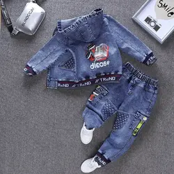 2-10Yrs Child Sets New Korean Version Clothes For Teens Kids Spring/Autumn Cowboy Boys Outfit Two-Piece Denim Coat Casual Jacket