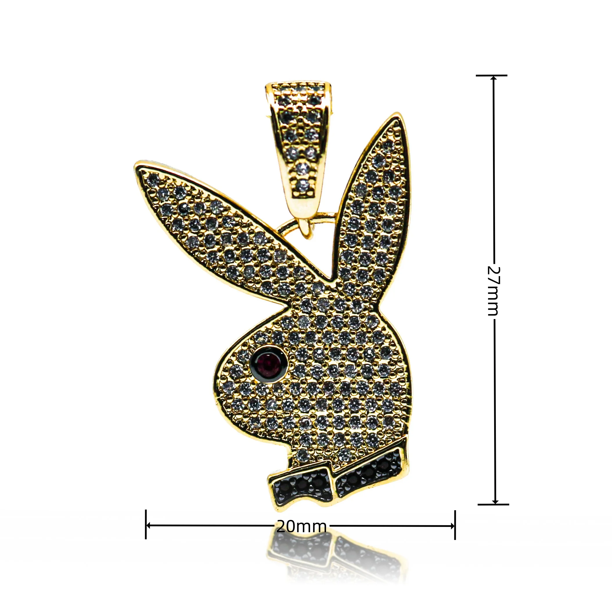 Wholesale Gold Color Bad Bunny Necklace Hip Hop Rabbit Charms Cubic Zirconia Pendant Clavicle Chain DIY Jewelry Accessories Gift