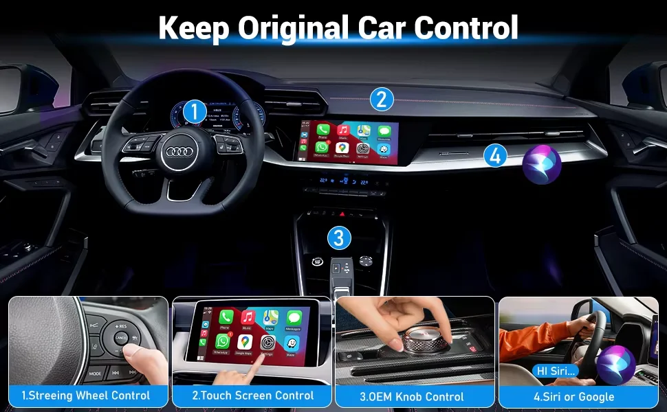 2-in-1 Kabelloser CarPlay-Adapter & Android Auto Wireless-Adapter, 5GHz WLAN Typ-C/USB Plug-and-Play CarPlay Wireless – Detail 2