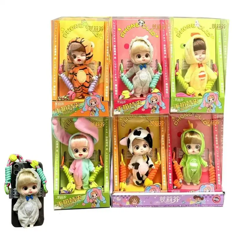 Mobile Phone Back Clip Doll Mobile Phone Back Clip Small Doll Vivid And Cute Simulation Doll For Children’s Day Birthday